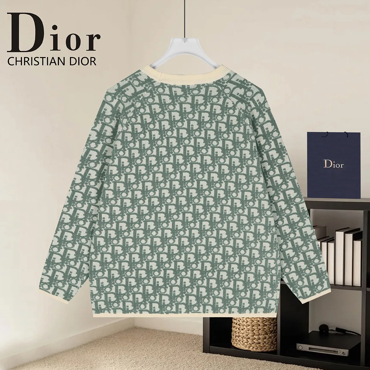 Oblique Jacquard Crew-Neck Sweater D20022926 — view 2