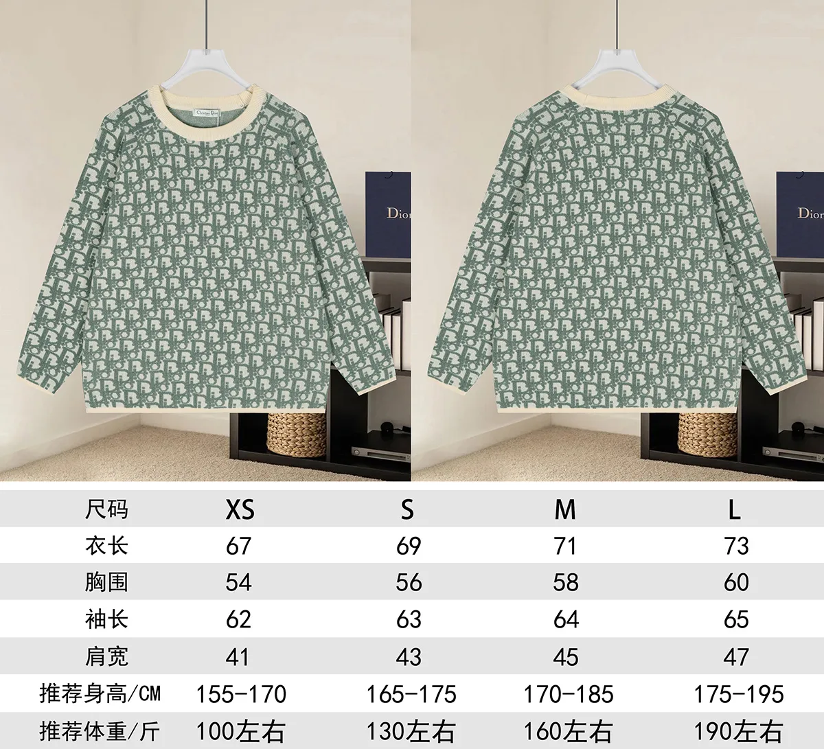 Oblique Jacquard Crew-Neck Sweater D20022926 — view 9
