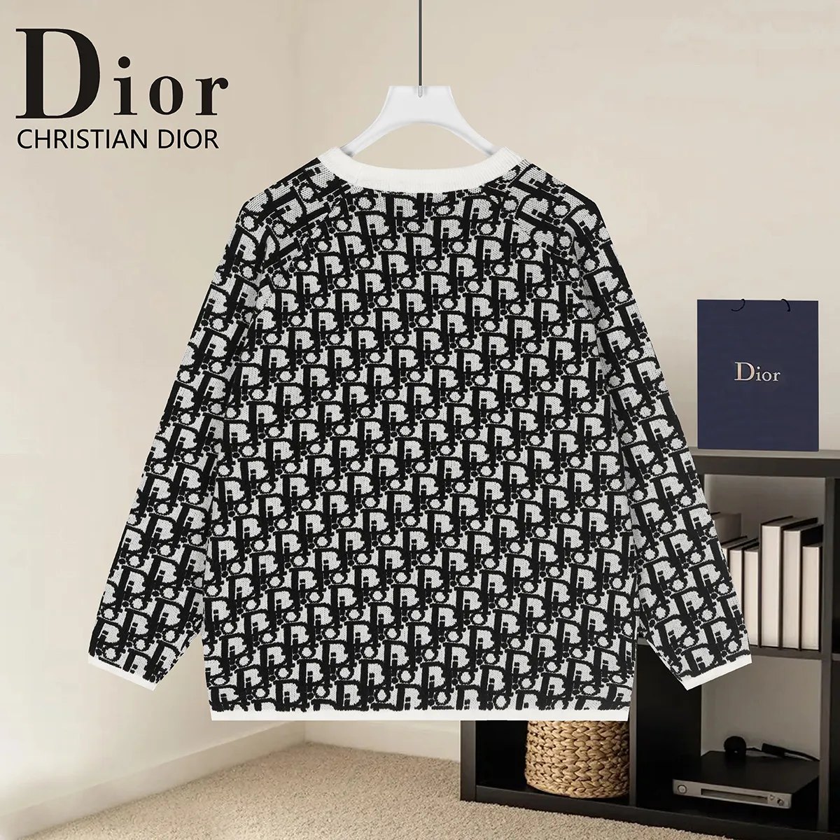 Oblique Jacquard Crew-Neck Sweater D20022928 — view 2