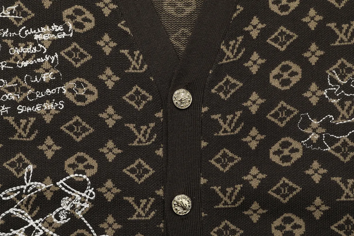 Monogram Doodles Embroidered Wool Cardigan D22022893 — view 4