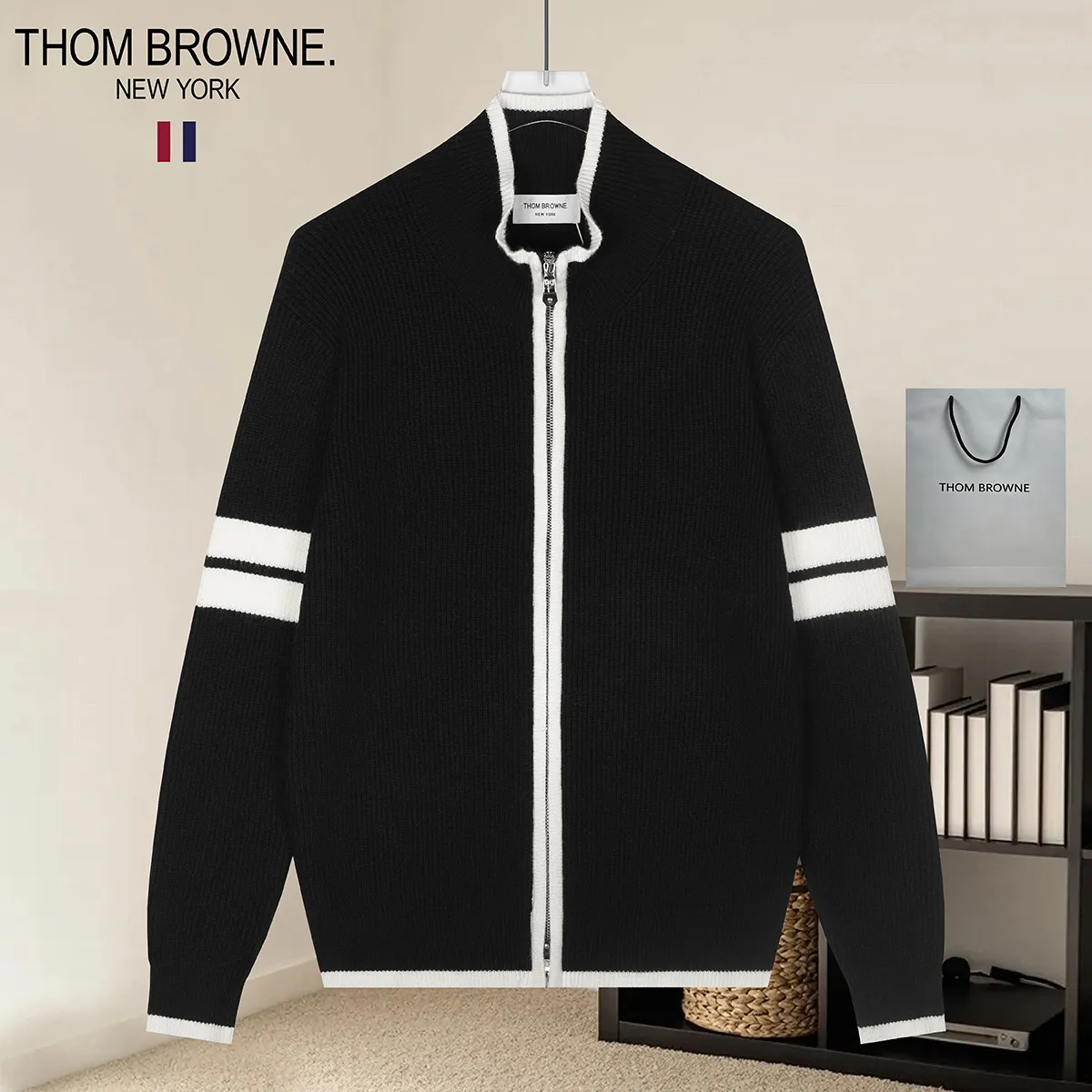 Zip-Up Merino Wool Cardigan D22022883