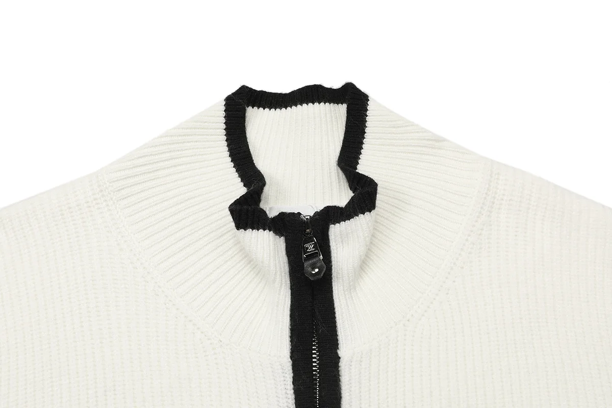 Striped Merino Wool Zip-Up Cardigan D22022882 — view 3