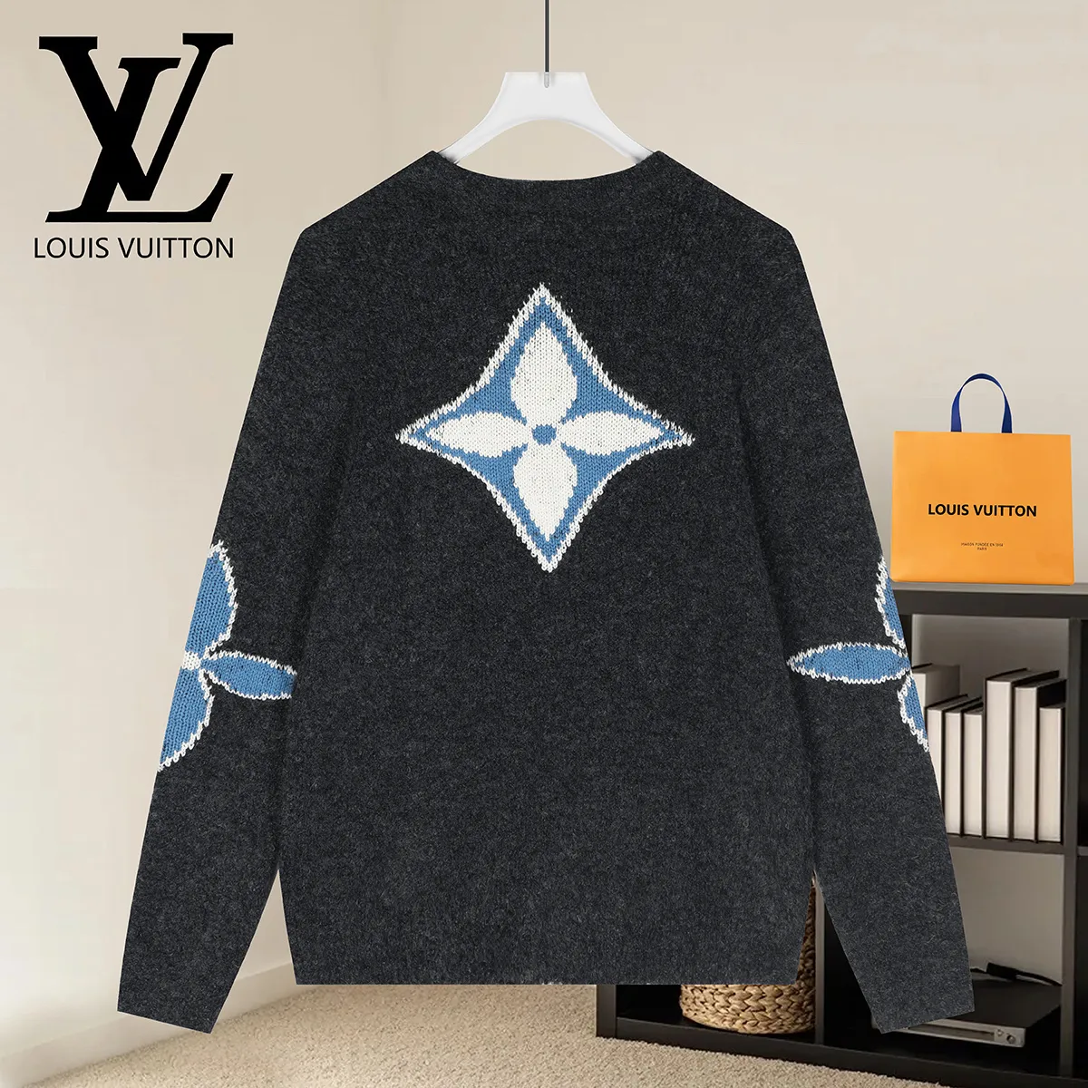 Monogram Towel Embroidery Crew-Neck Sweater D20022909 — view 2
