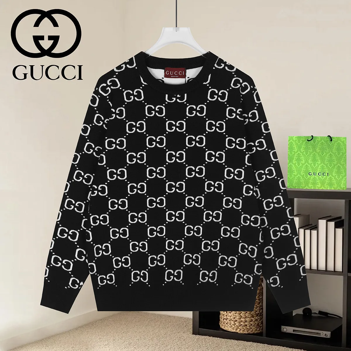 GG Monogram Jacquard Wool Sweater D18022933