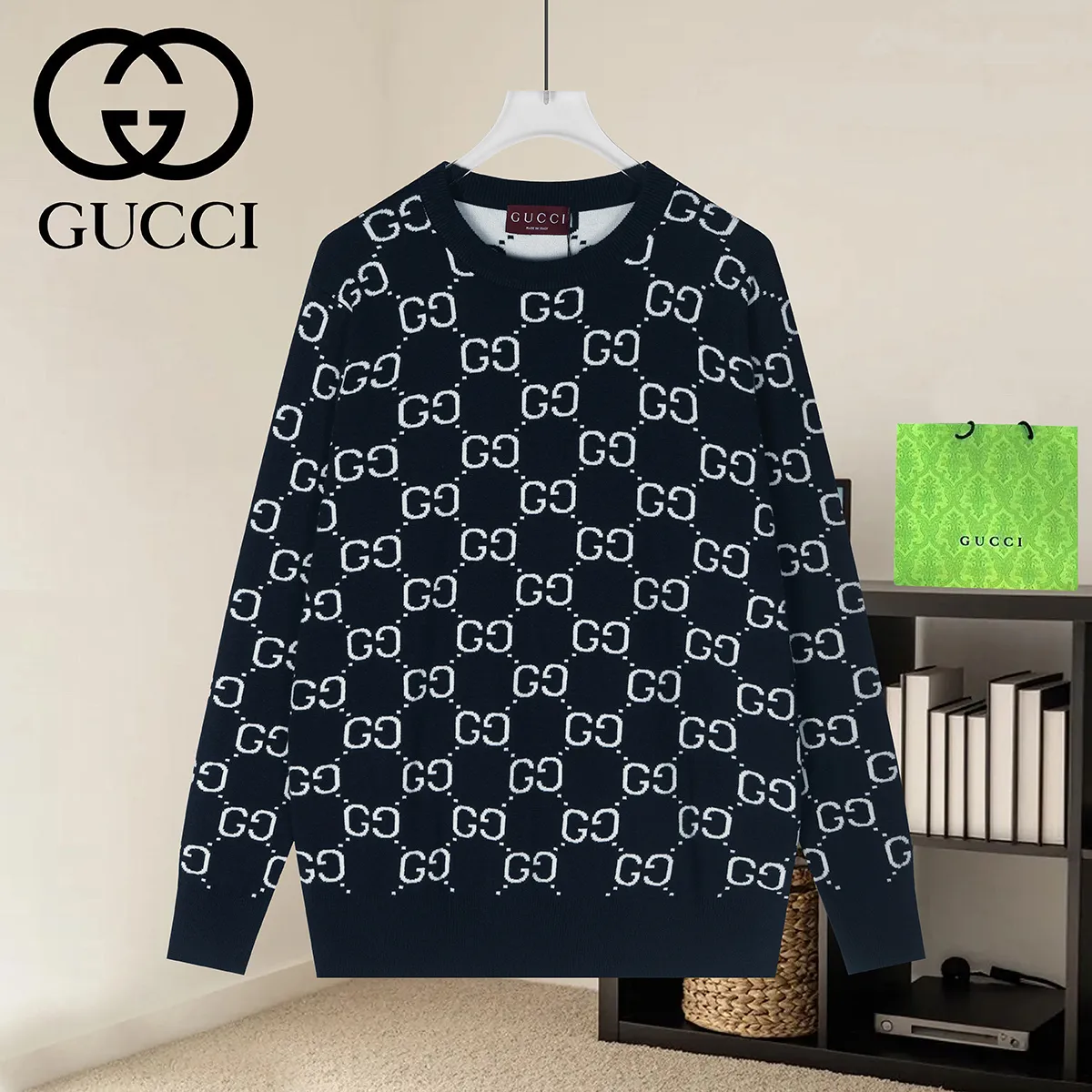 GG Monogram Jacquard Wool Sweater D18022934