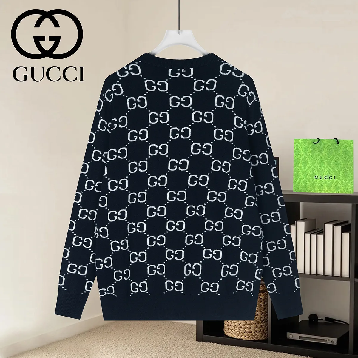 GG Monogram Jacquard Wool Sweater D18022934 — view 2