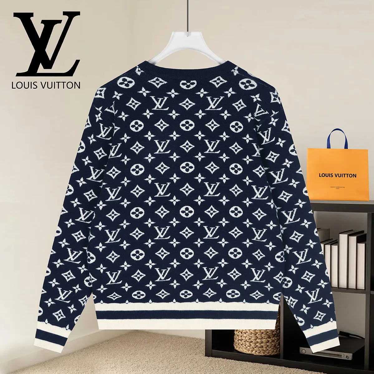 Monogram Intarsia Wool Crew-Neck Sweater D18022911 — view 2