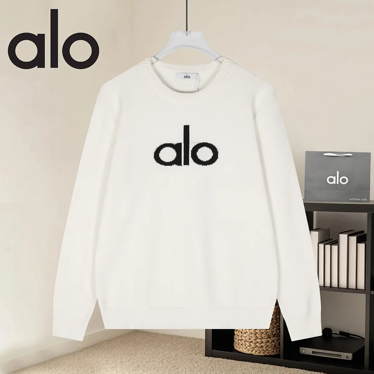 Logo Jacquard Cotton Knit Sweater D18522924