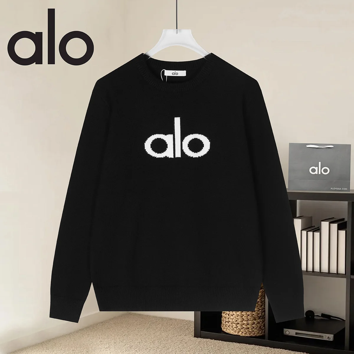 Alo Yoga Logo Intarsia Knit Sweater D18522925