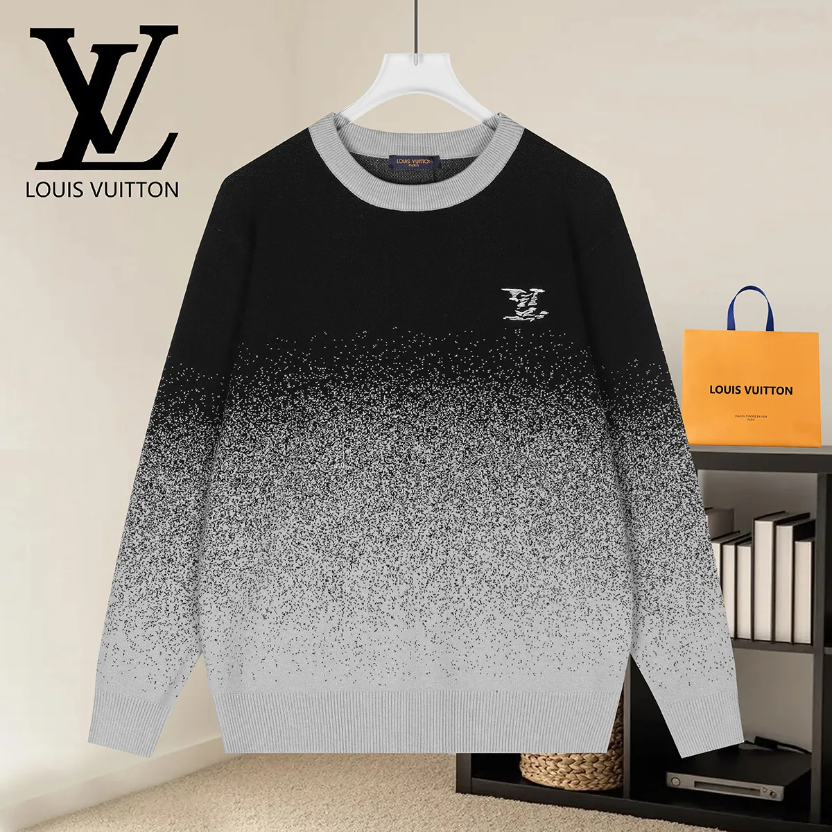Gradient Jacquard Crew-Neck Sweater D18522915