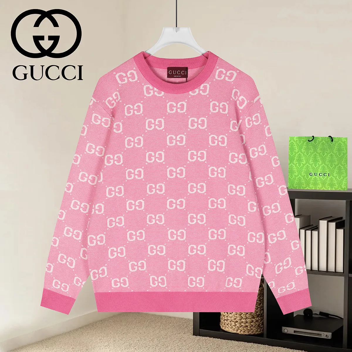 GG Monogram Jacquard Cotton Knit Sweater D19022941