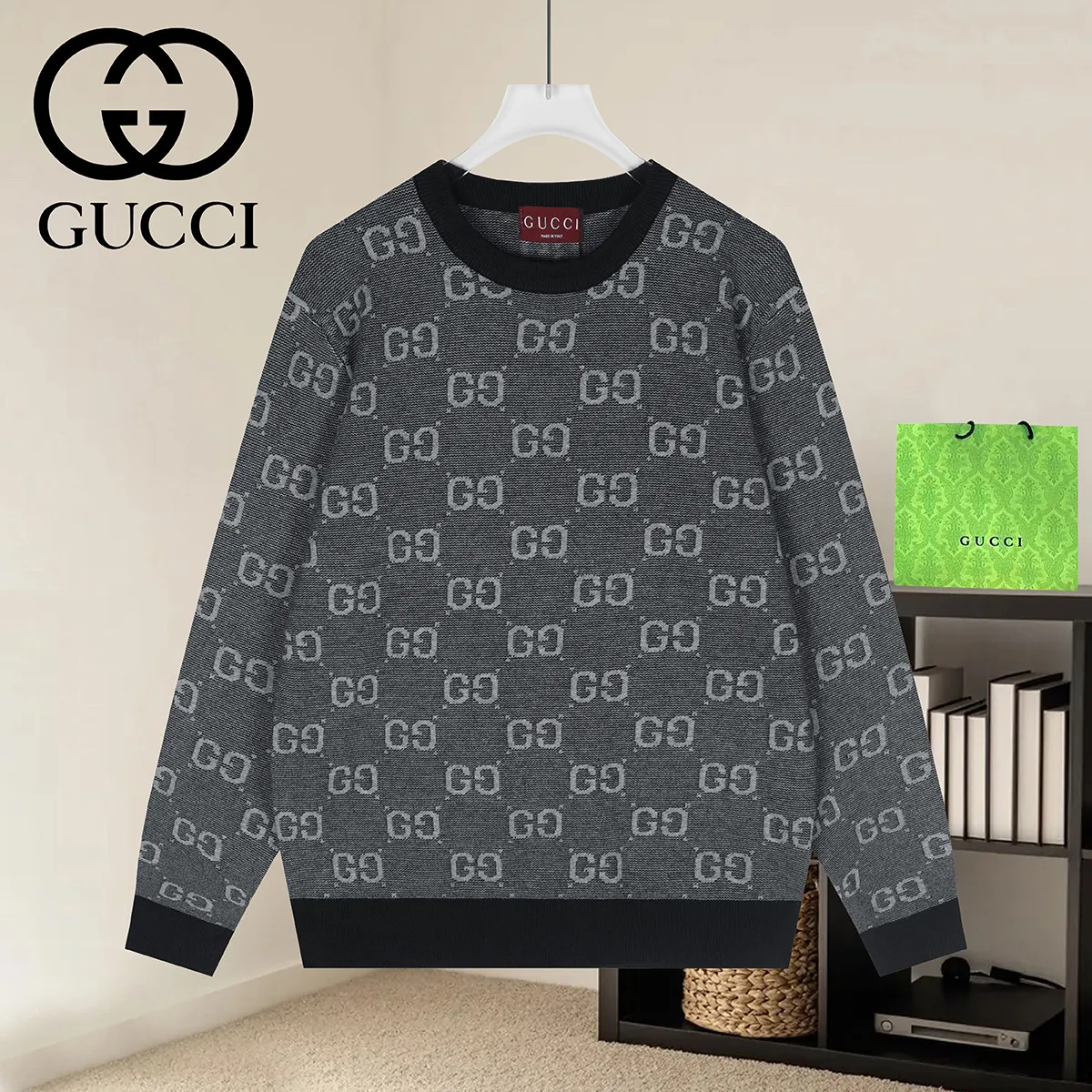 GG Jacquard Cotton Knit Sweater D19022942
