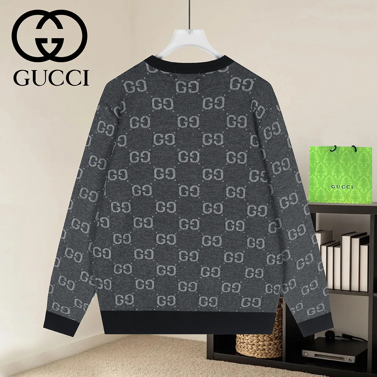 GG Jacquard Cotton Knit Sweater D19022942 — view 2