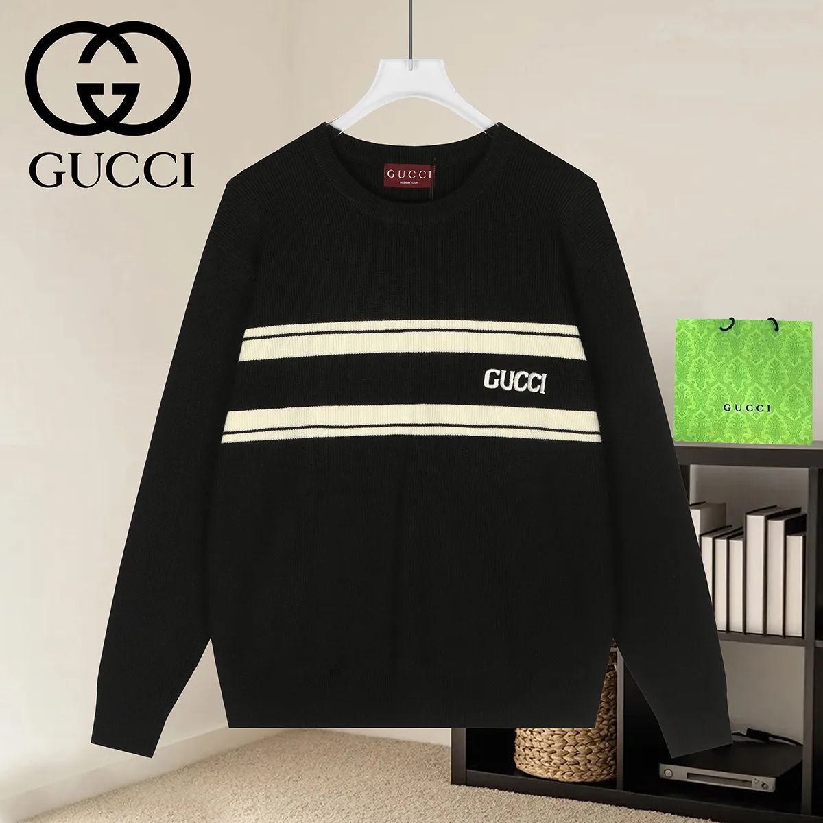 Logo Jacquard Crew-Neck Knit Sweater D19022945
