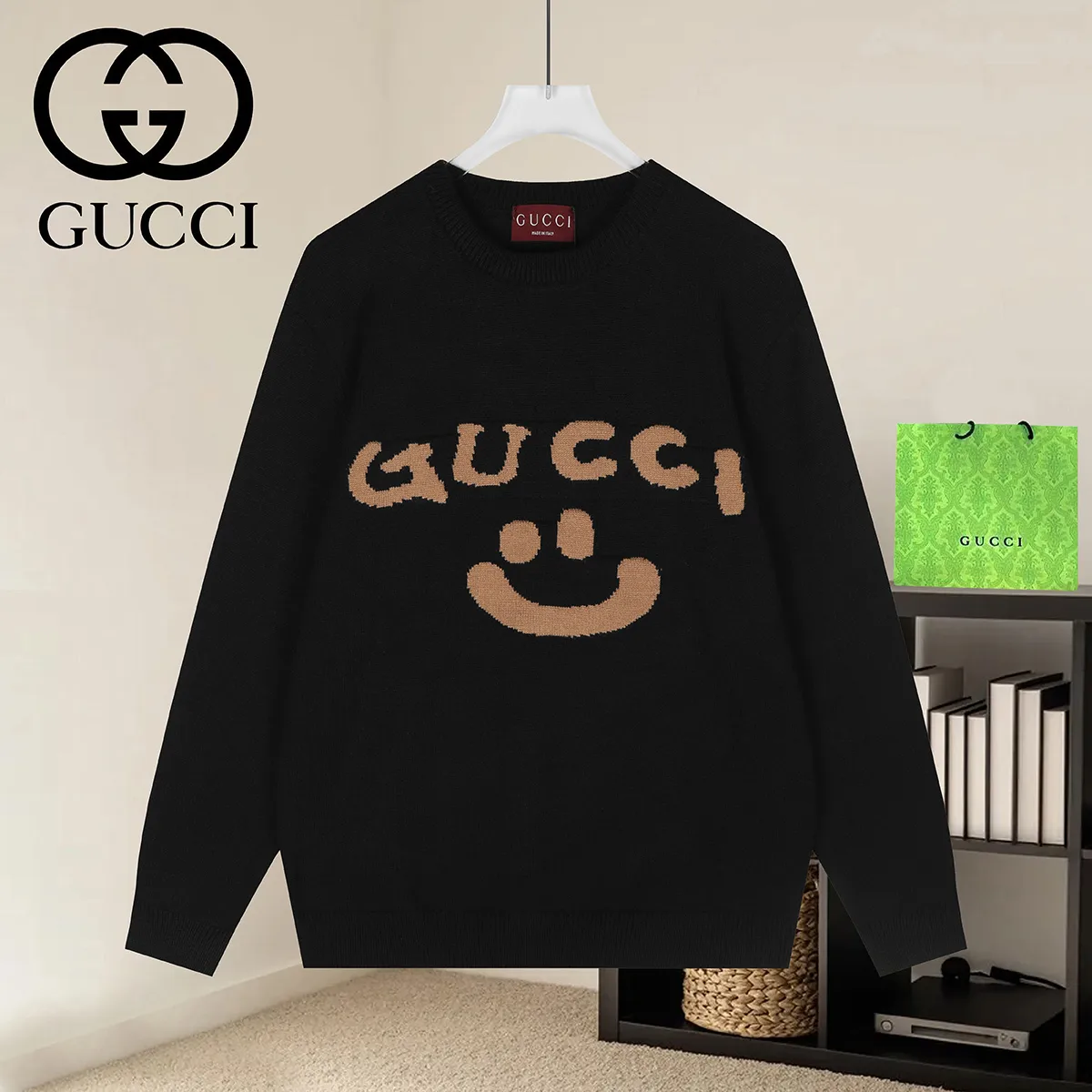 Logo Smiley Intarsia Knit Sweater D19022944