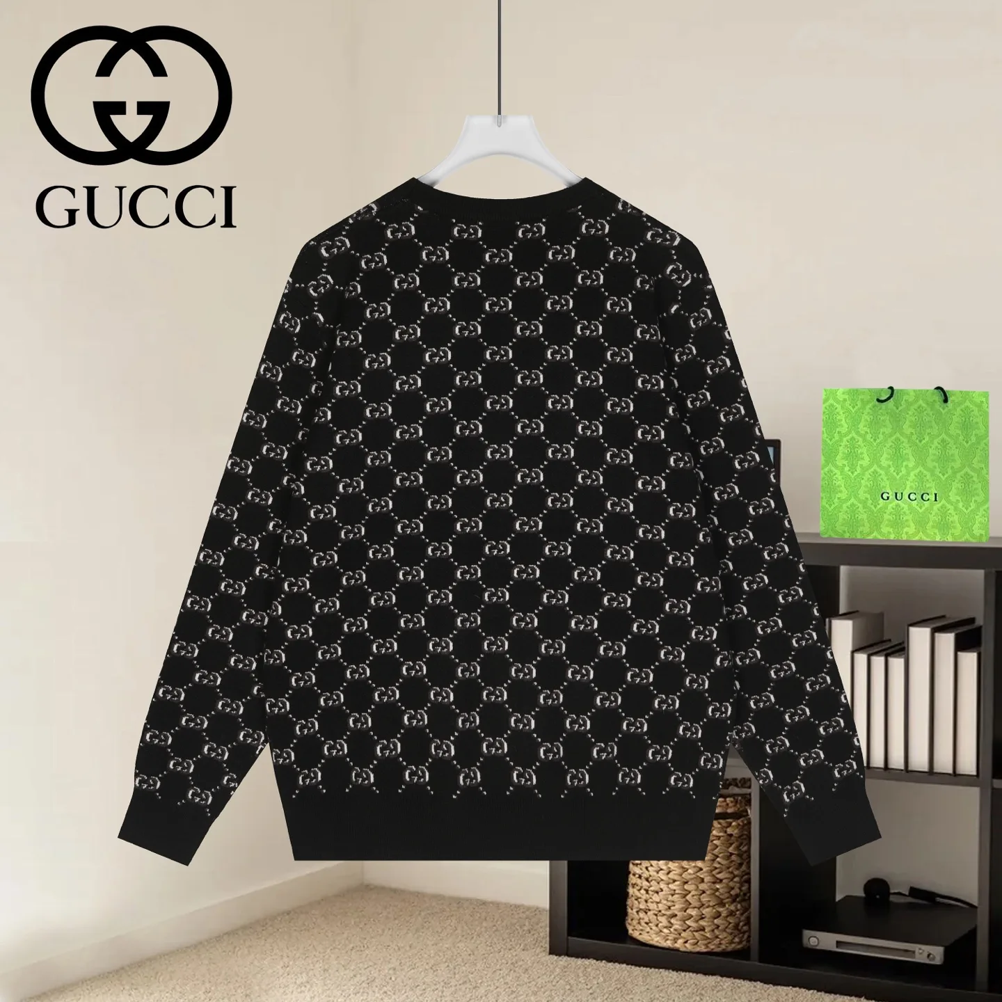 GG Monogram Jacquard Cotton Sweater D19522931 — view 2