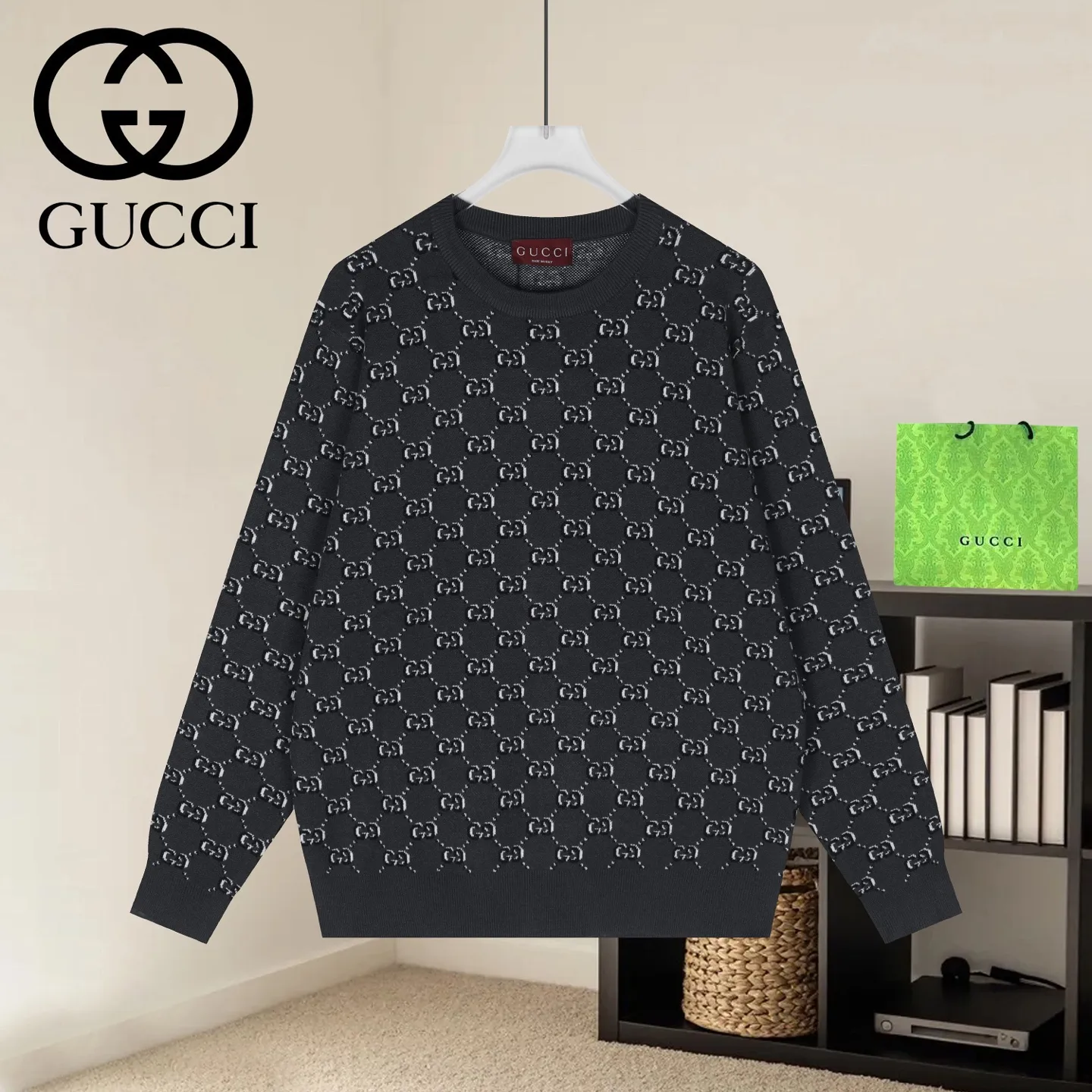 GG Monogram Jacquard Cotton Knit Sweater D19522932