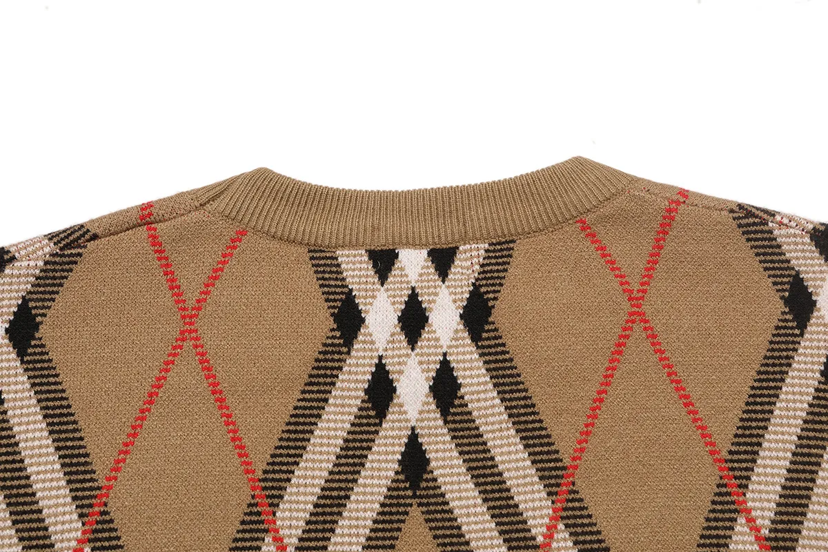 Check Intarsia Wool-Cotton Sweater D20022864 — view 4