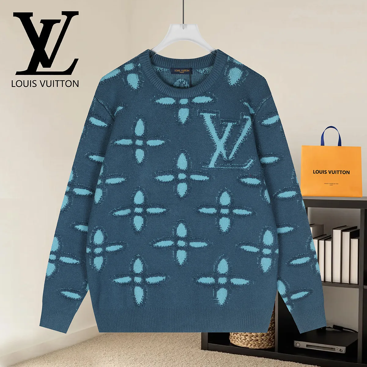 Monogram Jacquard Crew-Neck Sweater D21522894