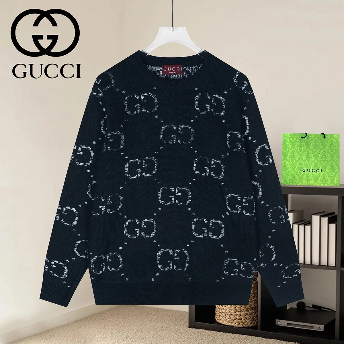 GG Monogram Intarsia Wool Sweater D20022937