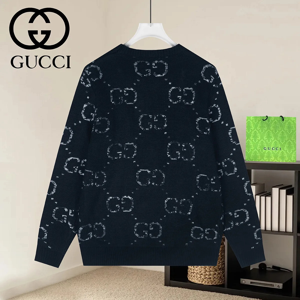GG Monogram Intarsia Wool Sweater D20022937 — view 2