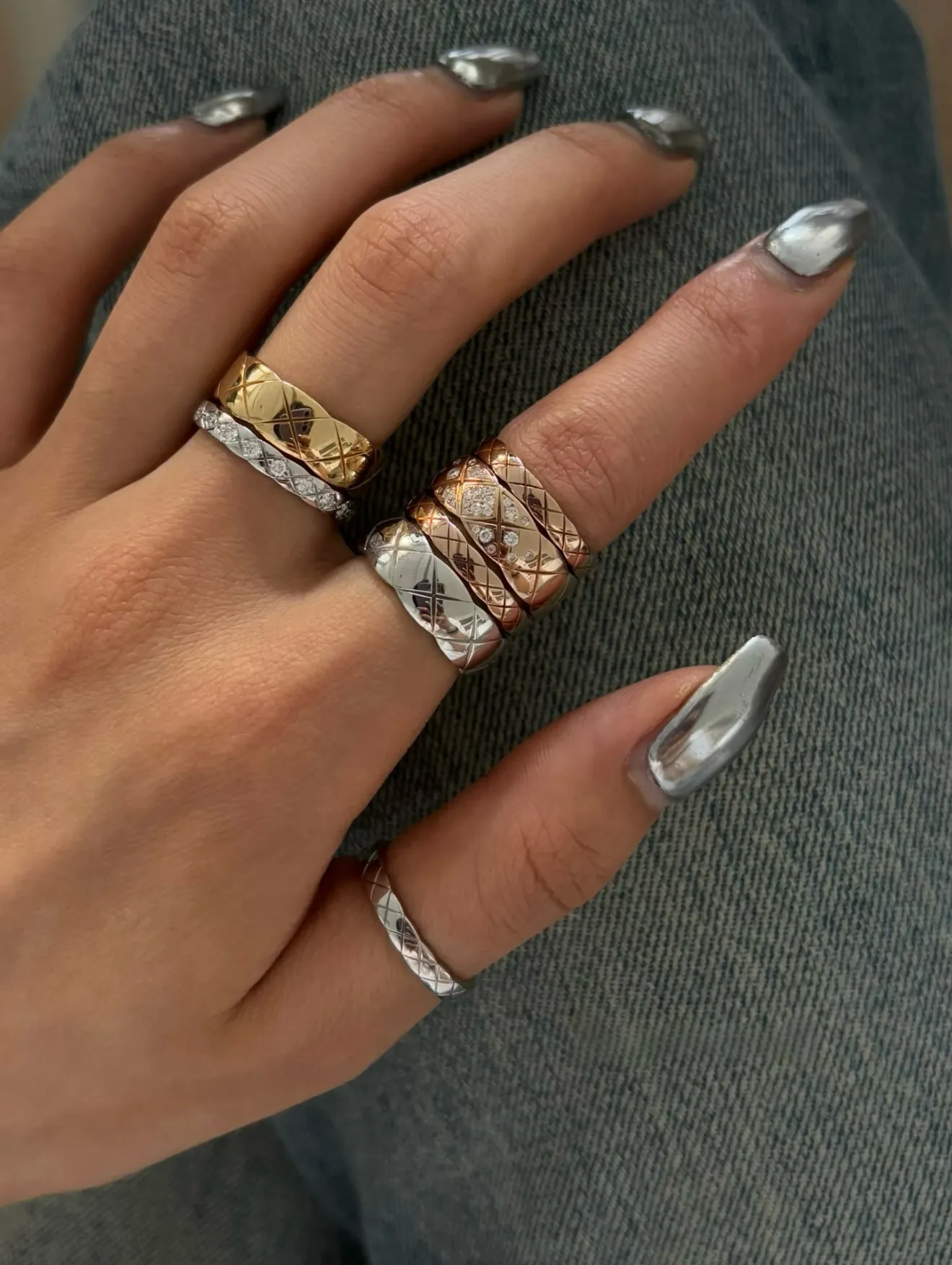 Coco Crush Diamond Quilted Ring (Sterling Silver) D23516564 — view 10