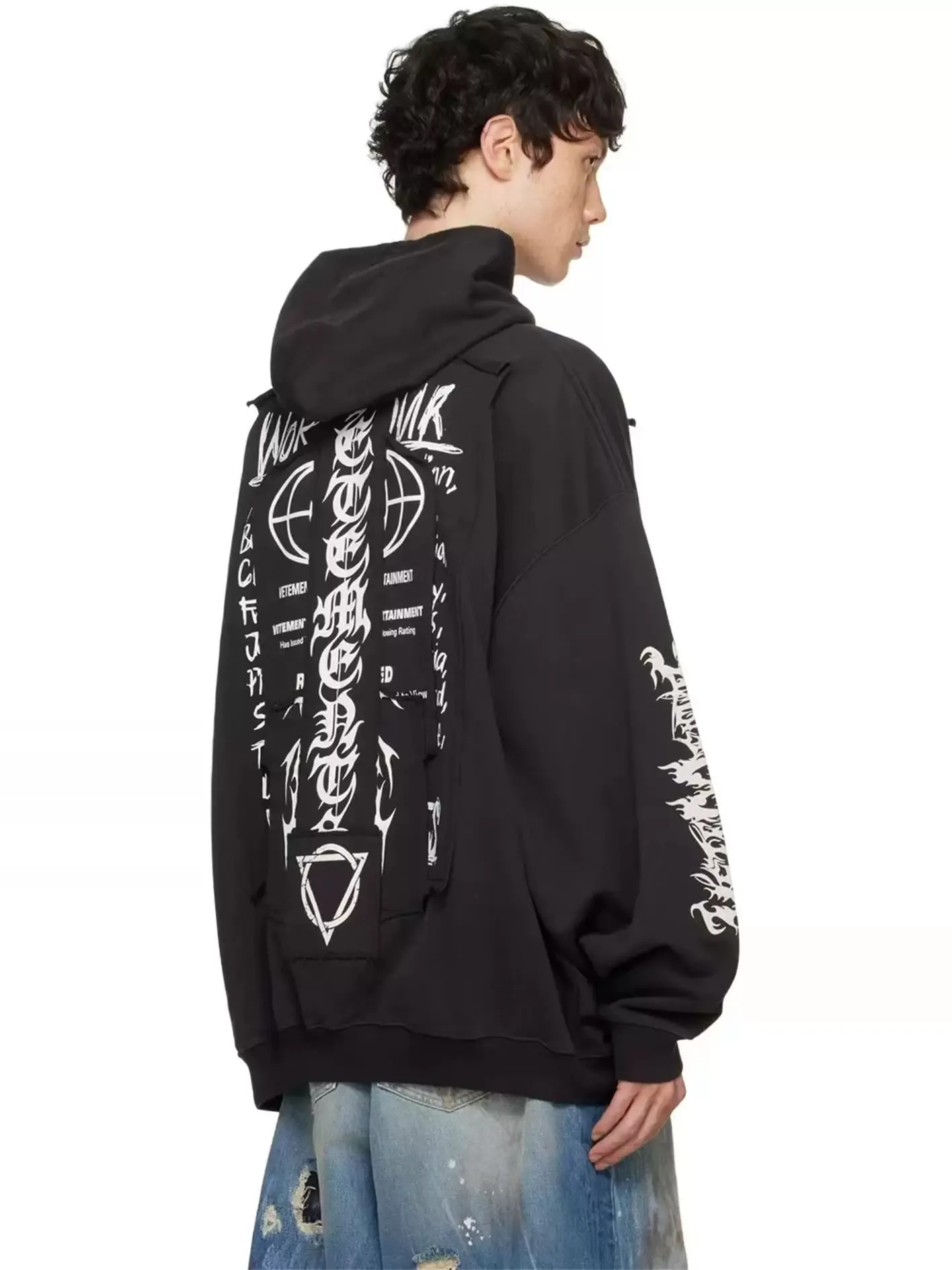 Patchwork Graphic Oversized Cotton Hoodie D26013164 — view 5