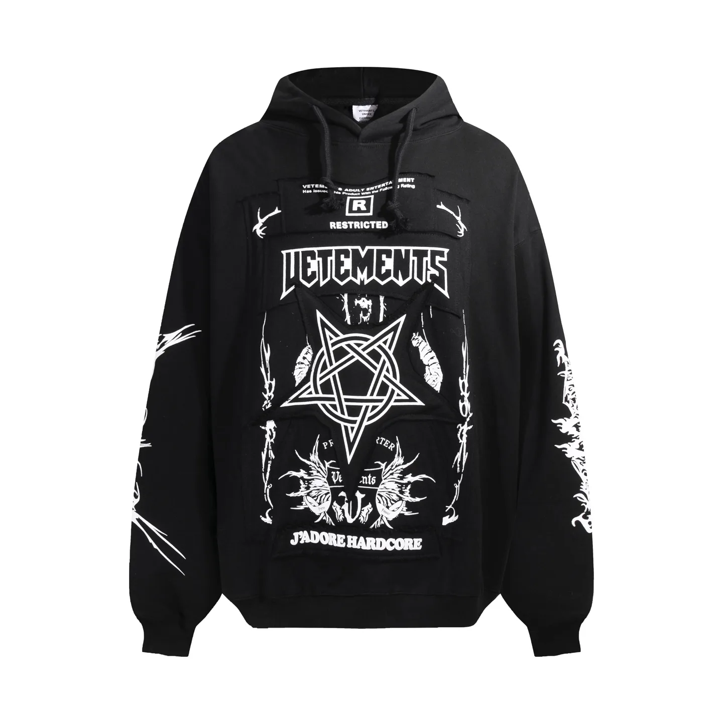 Patchwork Graphic Oversized Cotton Hoodie D26013164 — view 9