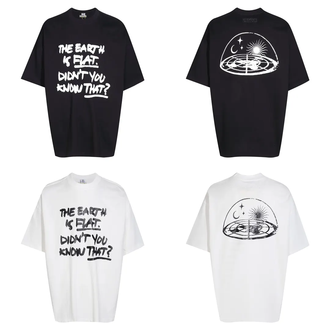 The Earth Is Flat Printed Cotton T-Shirt D14013152
