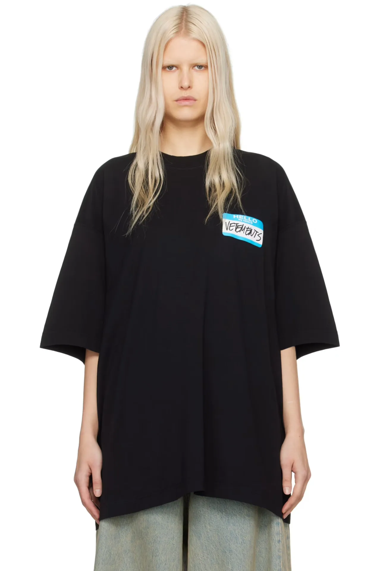 Hello My Name Is Logo Oversized T-Shirt D14013150 — view 3