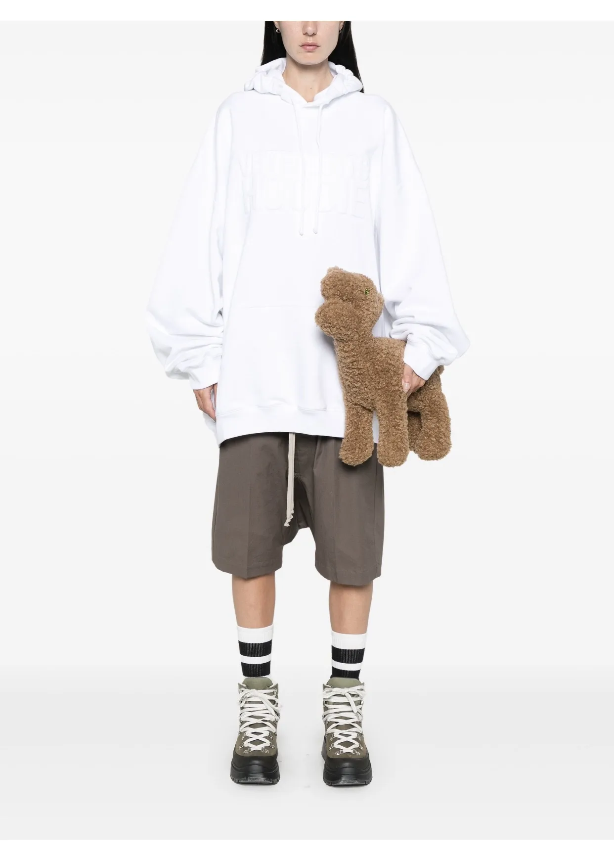 Logo-Embossed Oversized Cotton-Blend Hoodie D21813173 — view 4