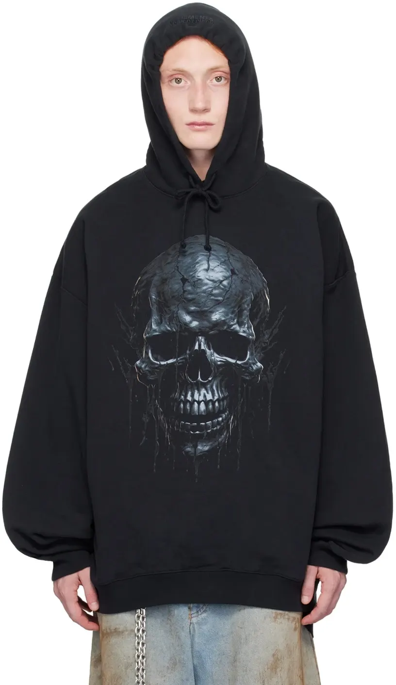Skull Print Oversized Cotton-Blend Hoodie D22513171