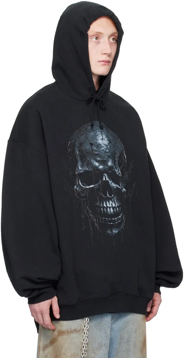 Skull Print Oversized Cotton-Blend Hoodie D22513171 — view 2