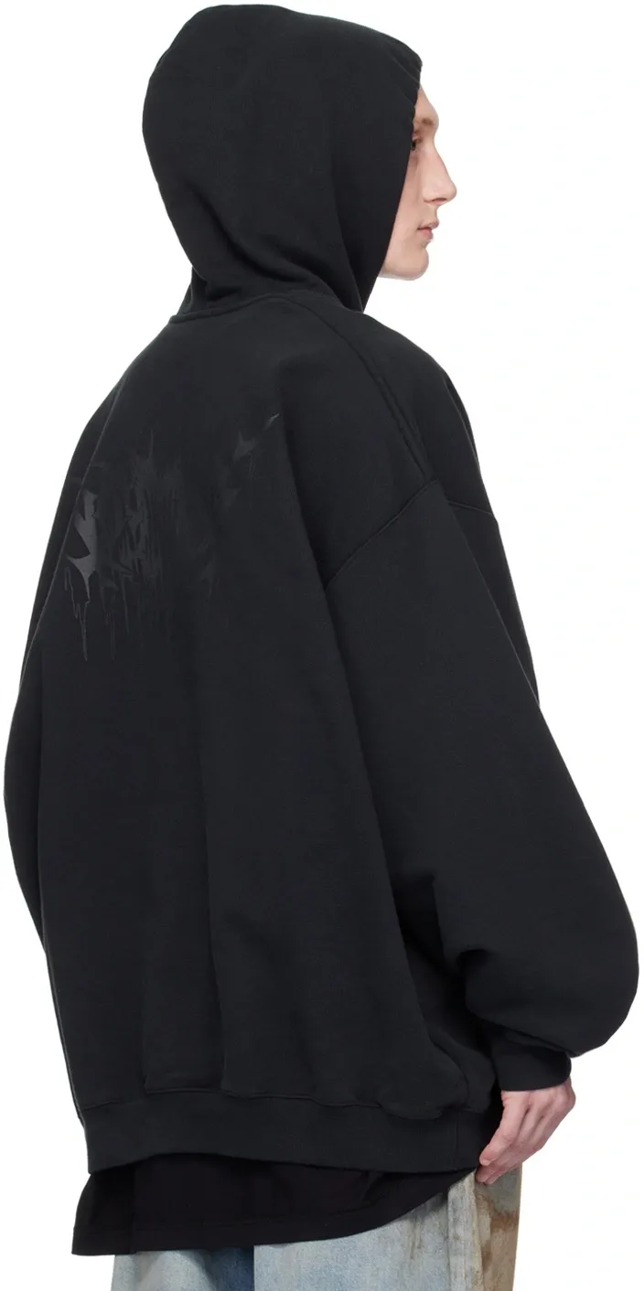 Skull Print Oversized Cotton-Blend Hoodie D22513171 — view 3