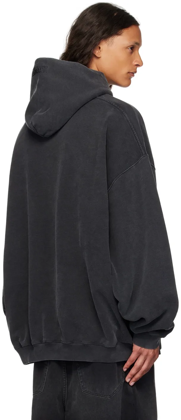 Paris Logo-Embroidered Washed Cotton Hoodie D22513169 — view 3