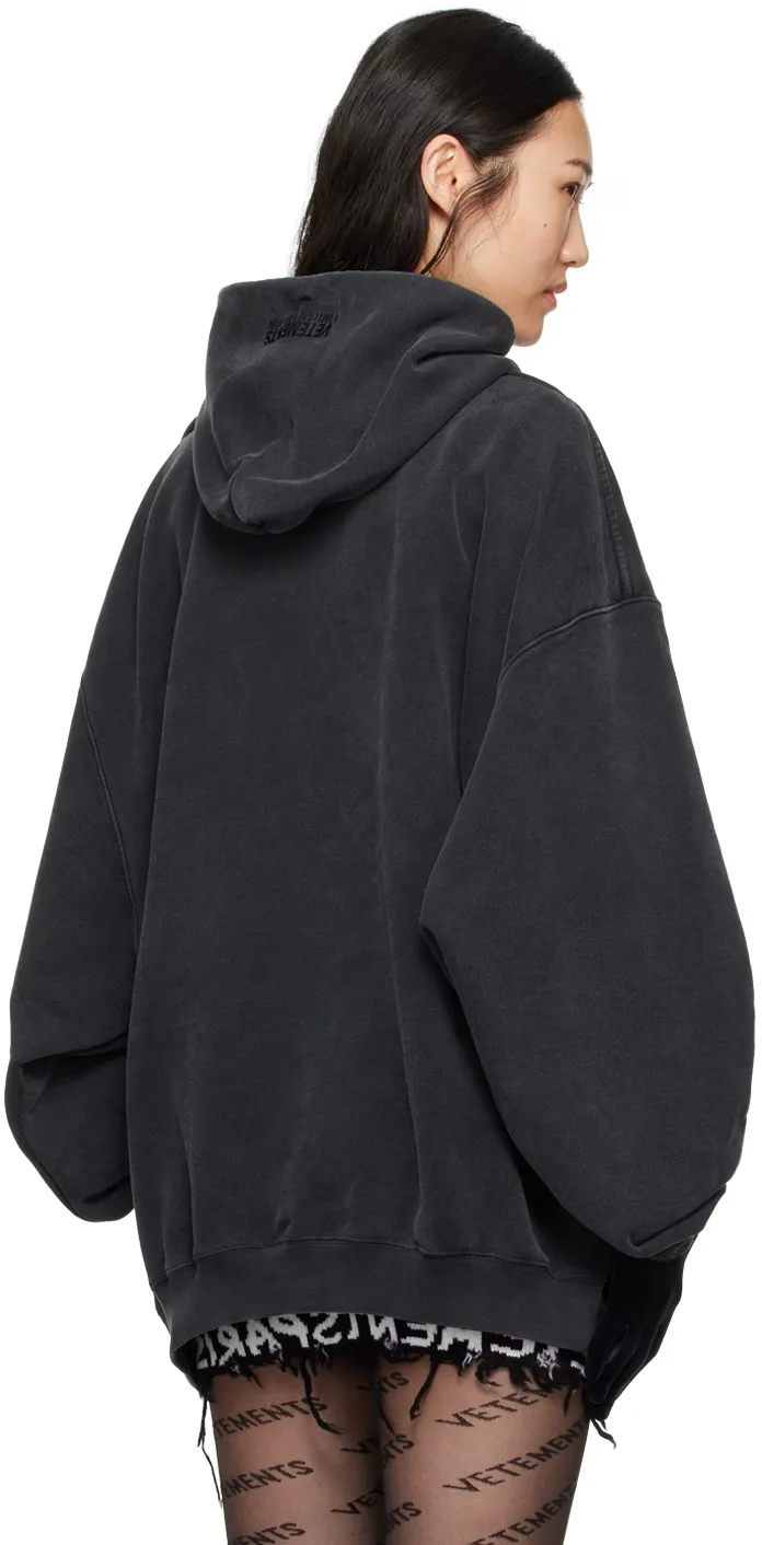 Paris Logo-Embroidered Washed Cotton Hoodie D22513169 — view 7