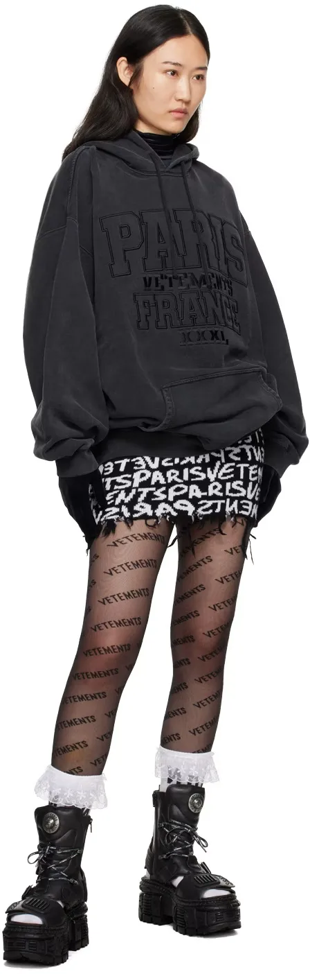 Paris Logo-Embroidered Washed Cotton Hoodie D22513169 — view 8