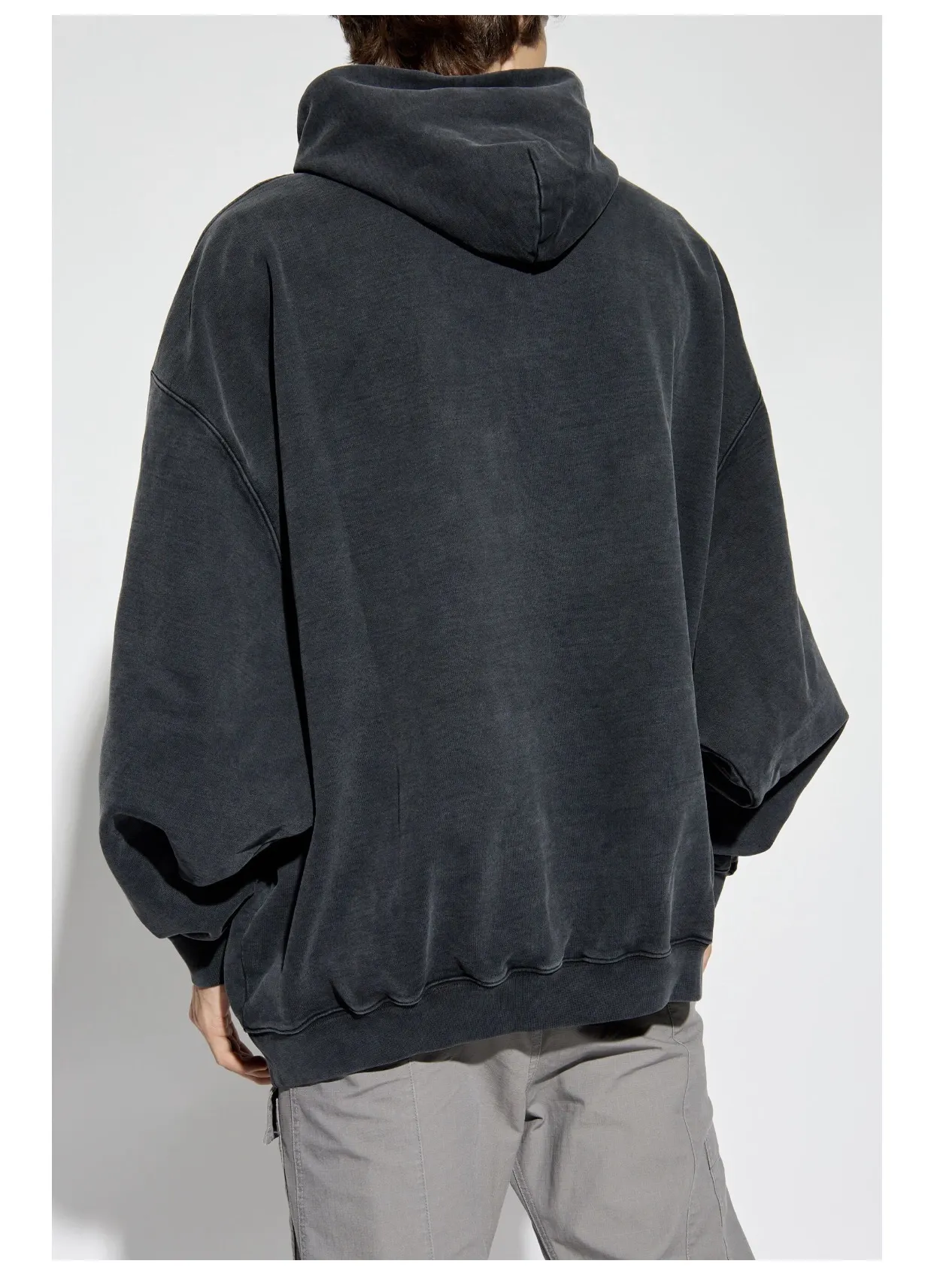 Logo-Patch Washed Cotton-Jersey Hoodie D21813168 — view 3