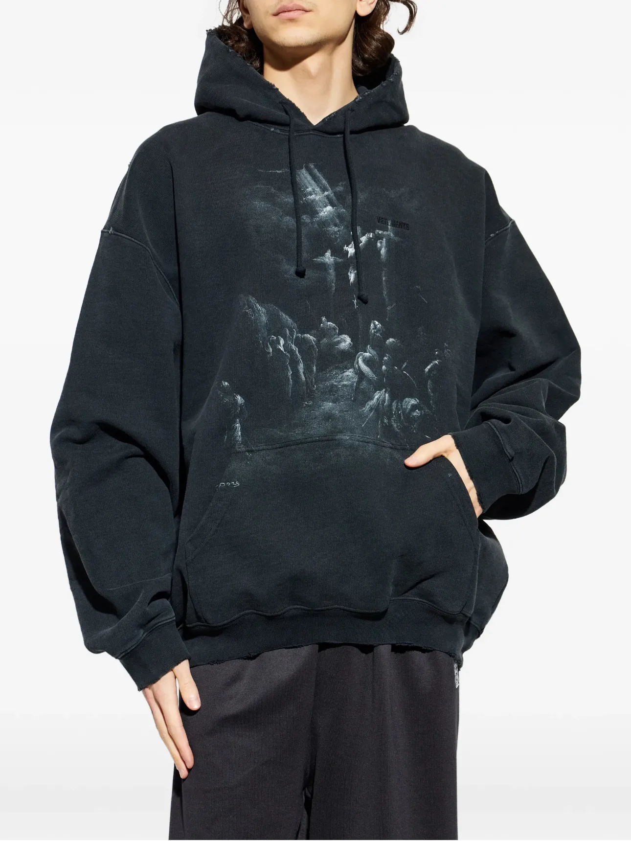 Washed Graphic Print Oversized Hoodie D23013136 — view 2