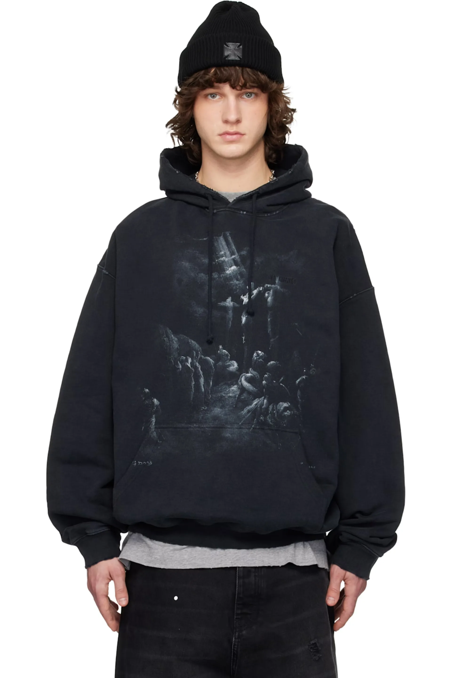 Washed Graphic Print Oversized Hoodie D23013136 — view 5