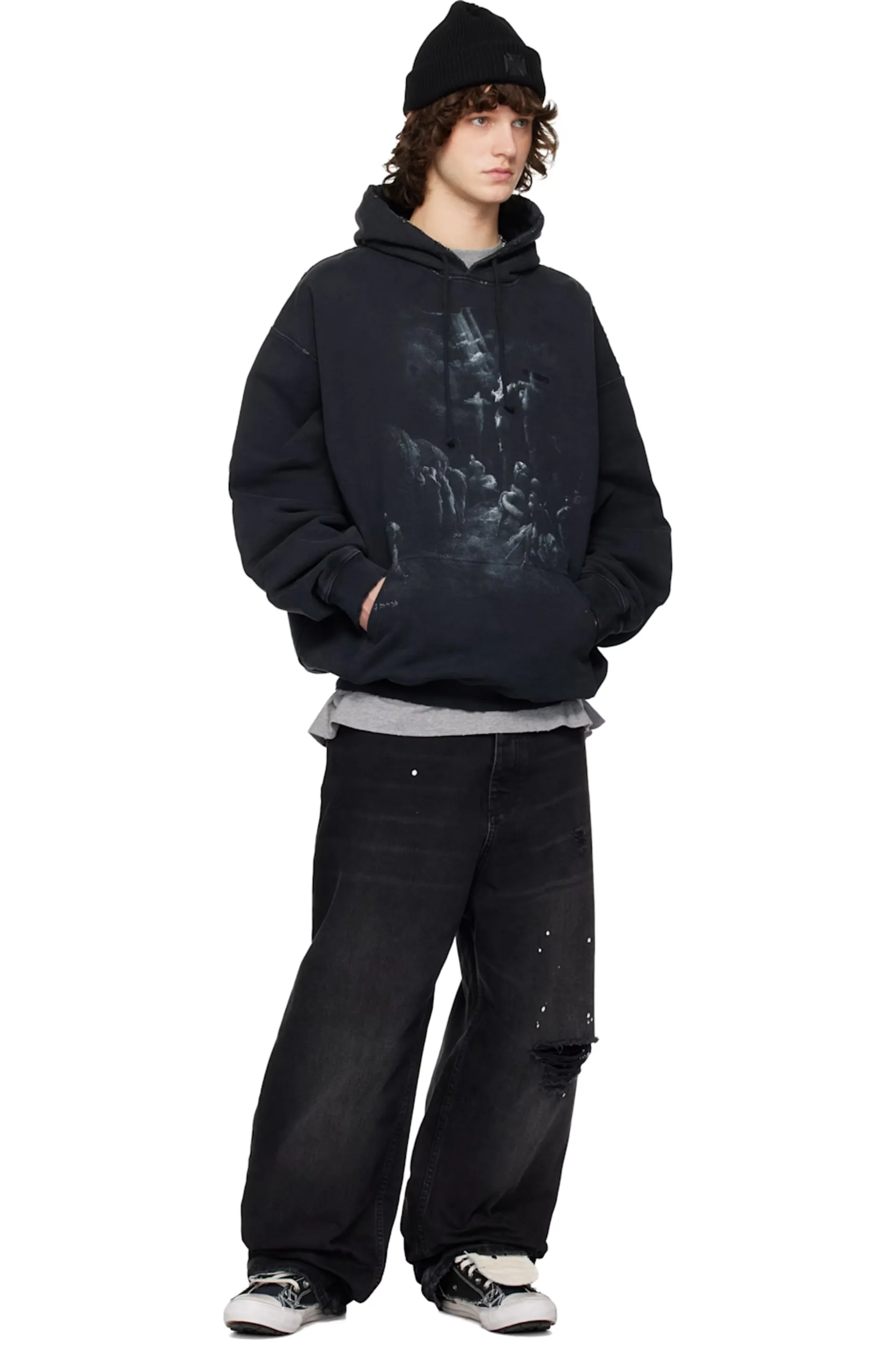 Washed Graphic Print Oversized Hoodie D23013136 — view 8