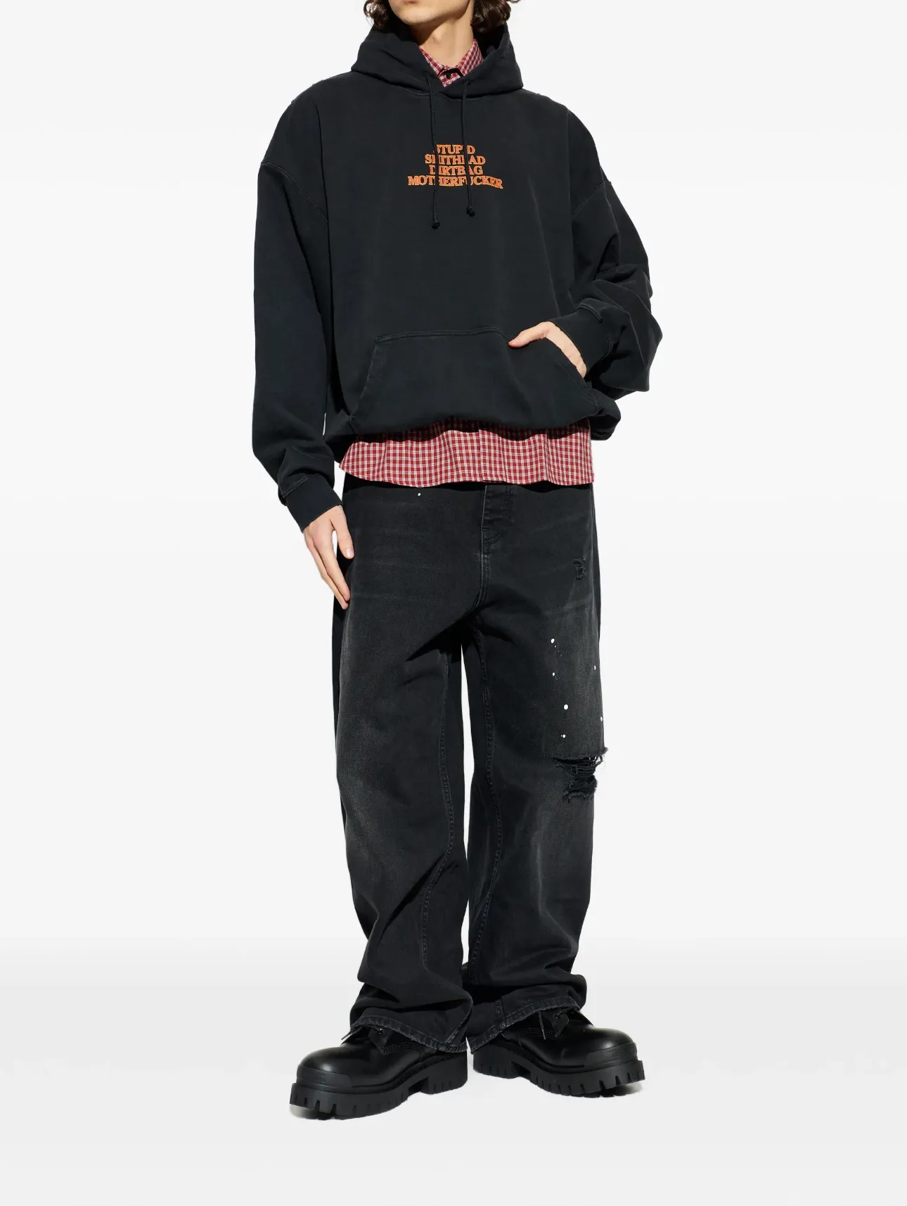 Logo Print Washed Cotton-Jersey Hoodie D23013134 — view 4