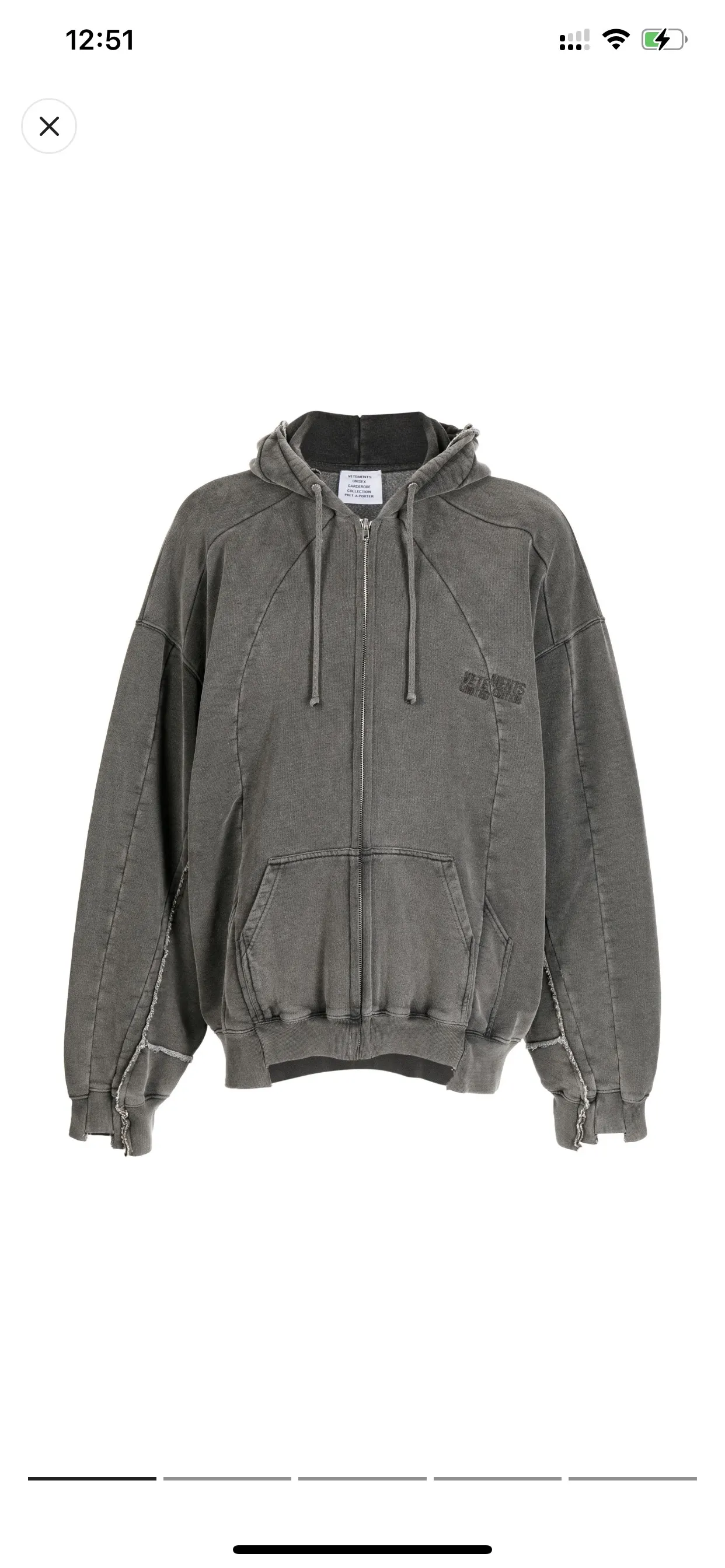Panelled Washed Cotton Zip-Up Hoodie D36013156 — view 3