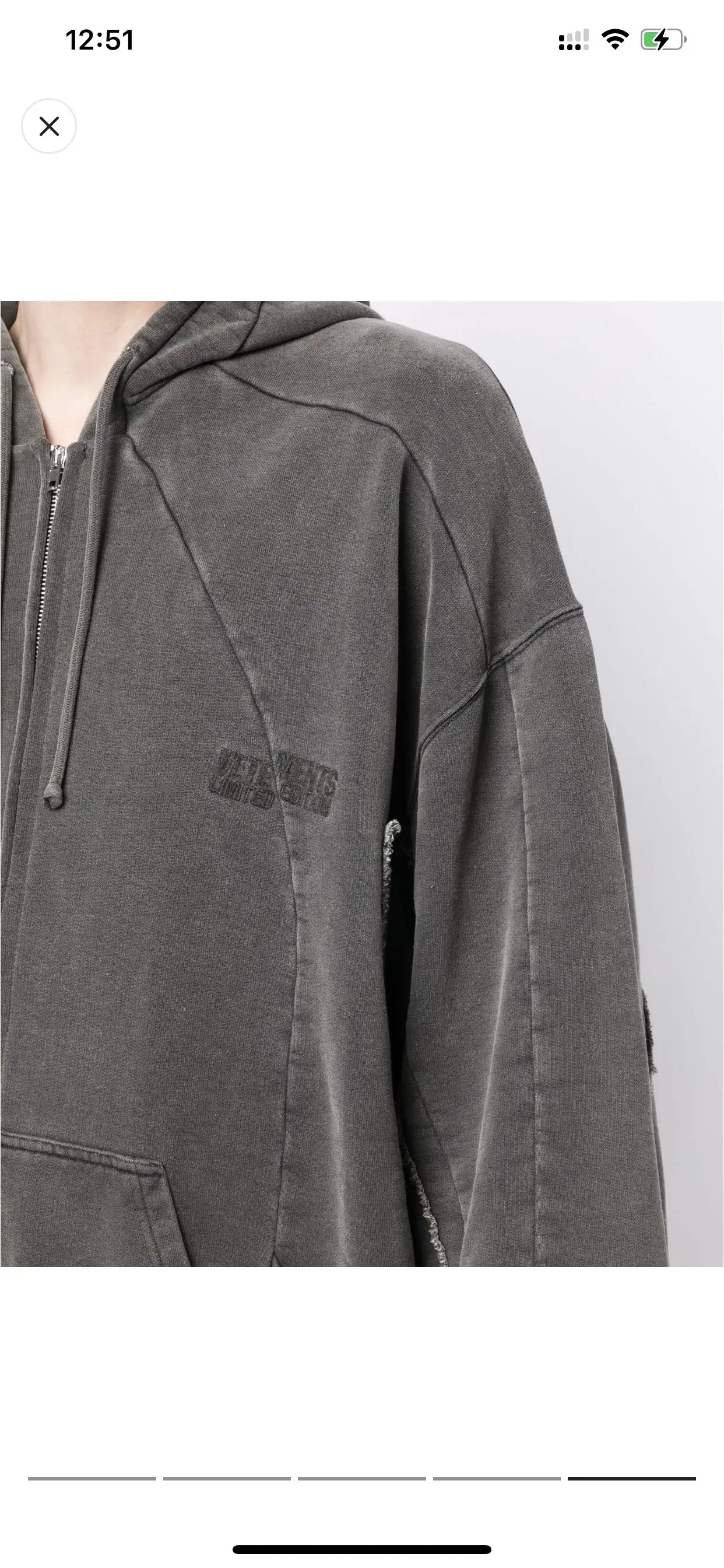 Panelled Washed Cotton Zip-Up Hoodie D36013156 — view 4