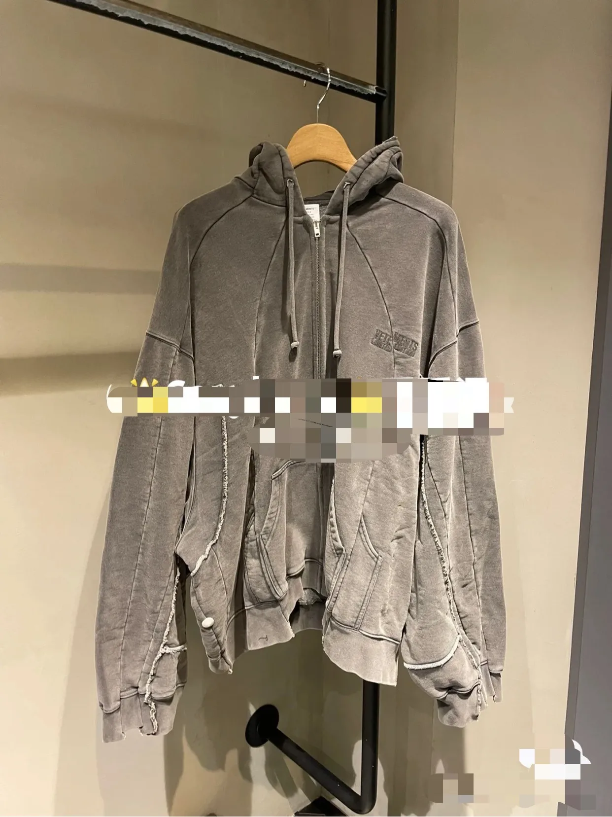 Panelled Washed Cotton Zip-Up Hoodie D36013156 — view 9