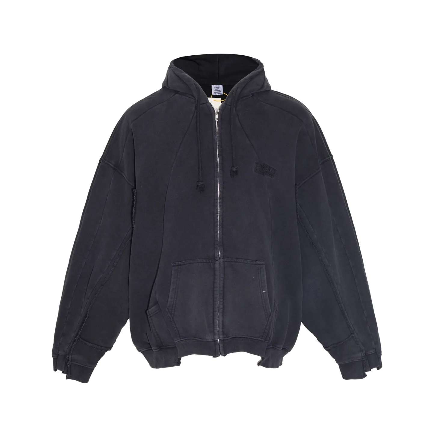 Panelled Washed Cotton Zip-Up Hoodie D36013156 — view 10