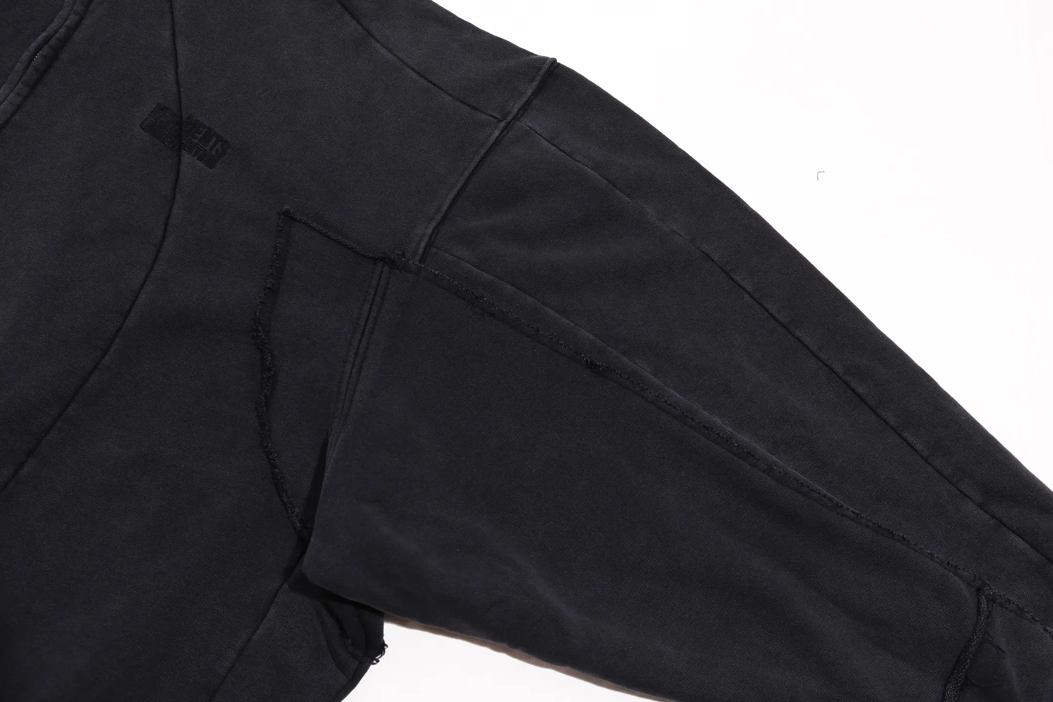 Panelled Washed Cotton Zip-Up Hoodie D36013156 — view 15