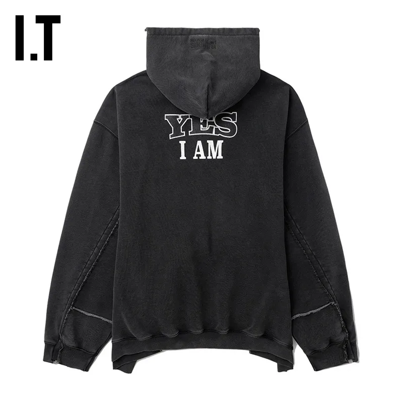 Logo-Print Panelled Washed Cotton Zip-Up Hoodie D37013155 — view 2