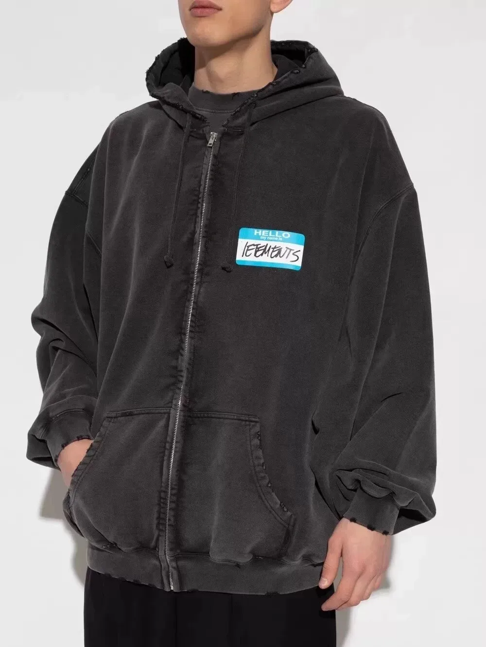 Logo-Print Distressed Cotton-Jersey Zip-Up Hoodie D28813154 — view 2