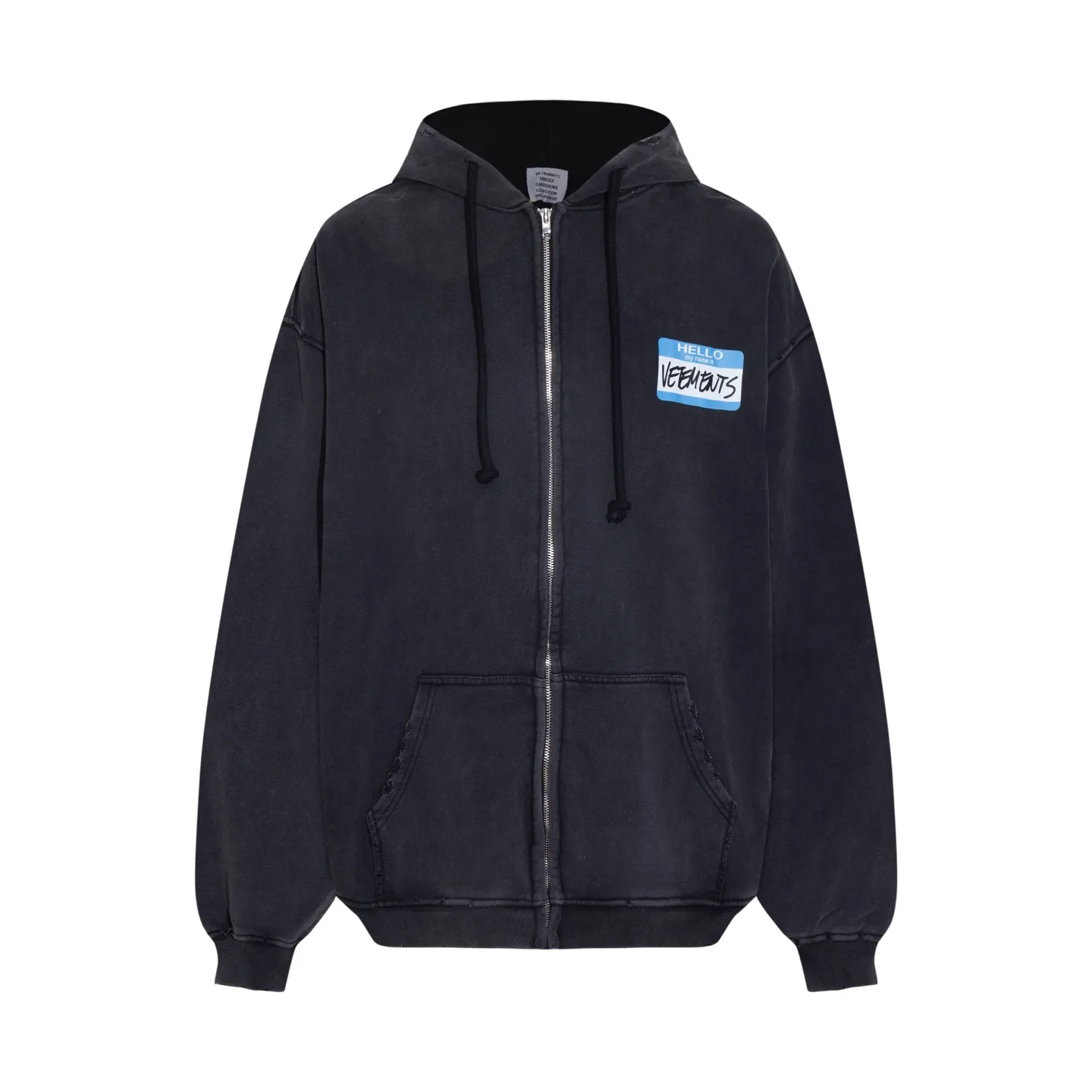 Logo-Print Distressed Cotton-Jersey Zip-Up Hoodie D28813154 — view 9
